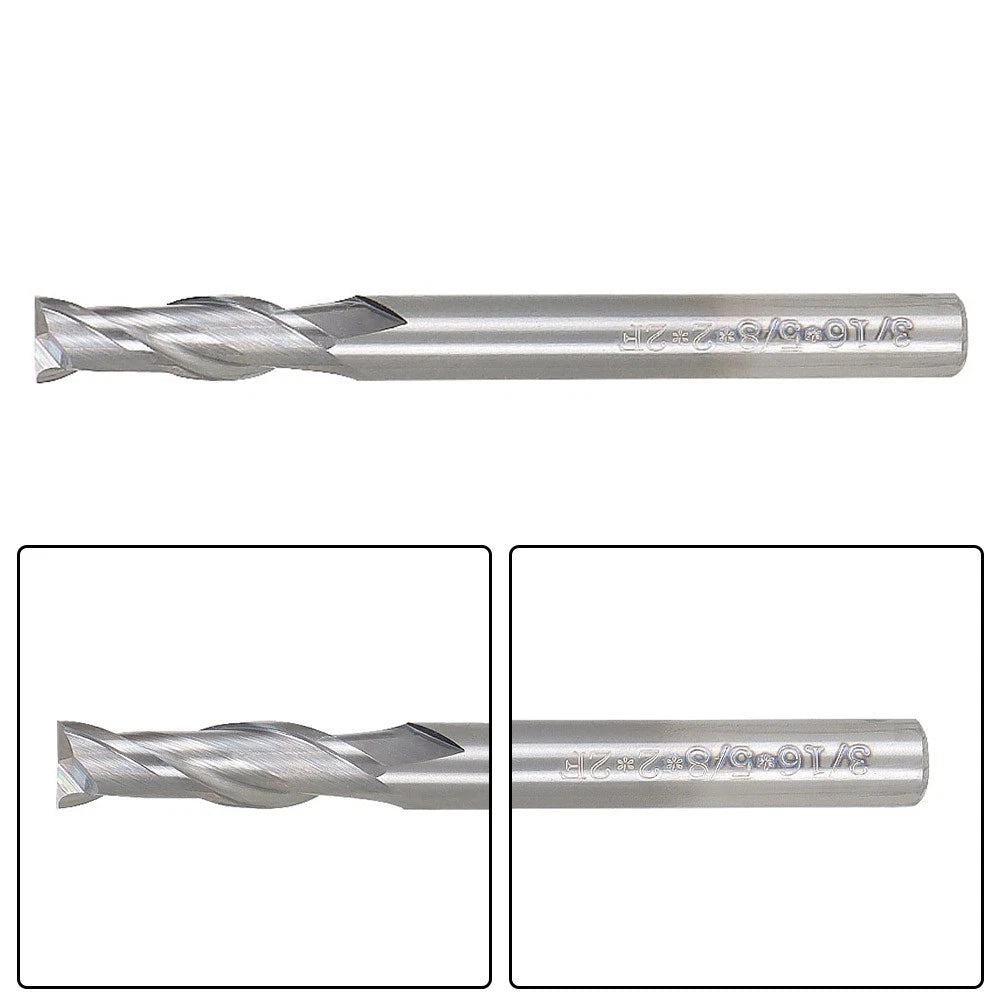 Set of 5 Carbide End Mills 3/16" 2 Flute 2" Overall Length
