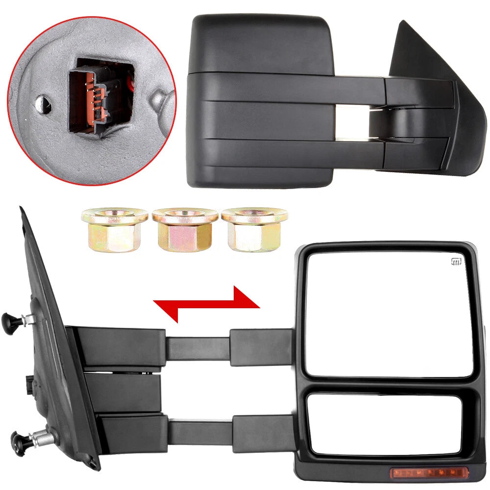 Set of 2 Power Heated LED Puddle Signal Towing Mirrors for Ford F150 (2007–2014)