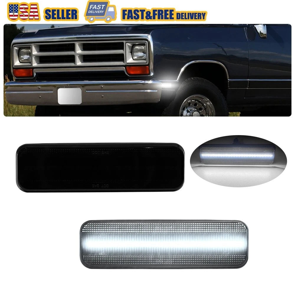 Smoked Lens Front Fender Side Marker Lights for Dodge D100 D150 D250 (1972–1980)