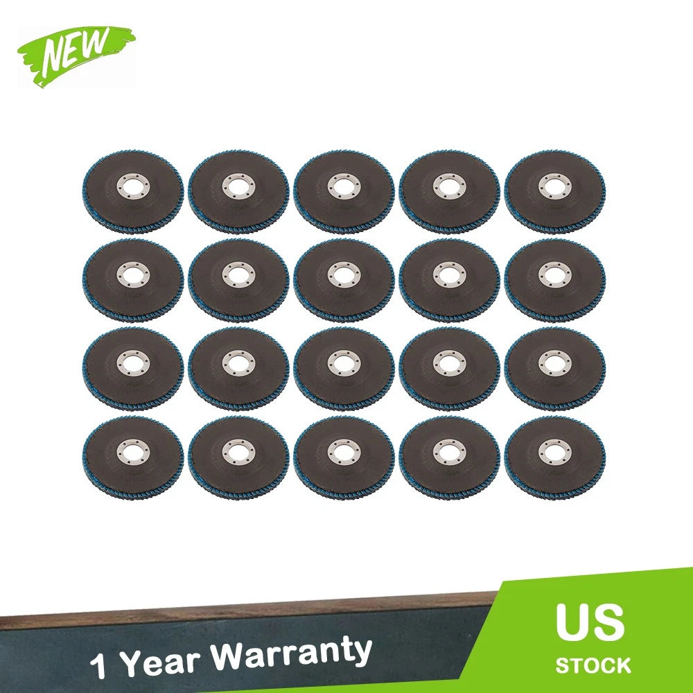 Set of 20 Zirconium Flap Discs 40 Grit for Angle Grinder (5" x 7/8")