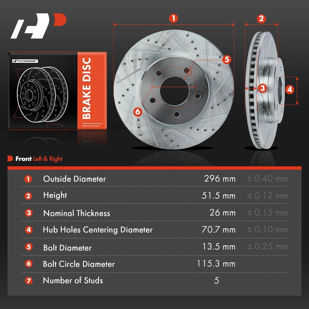 Front Drilled Brake Rotors for Chevrolet Equinox (2005–2006)
