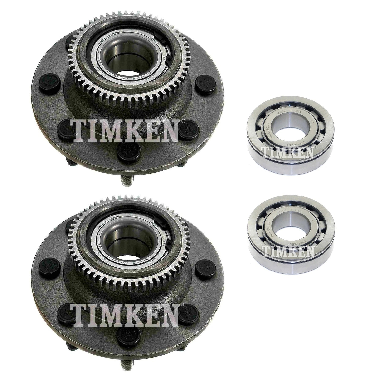 Front and Rear Wheel Bearings & Hubs Kit for Dodge Ram 2500 RWD (2000–2002)