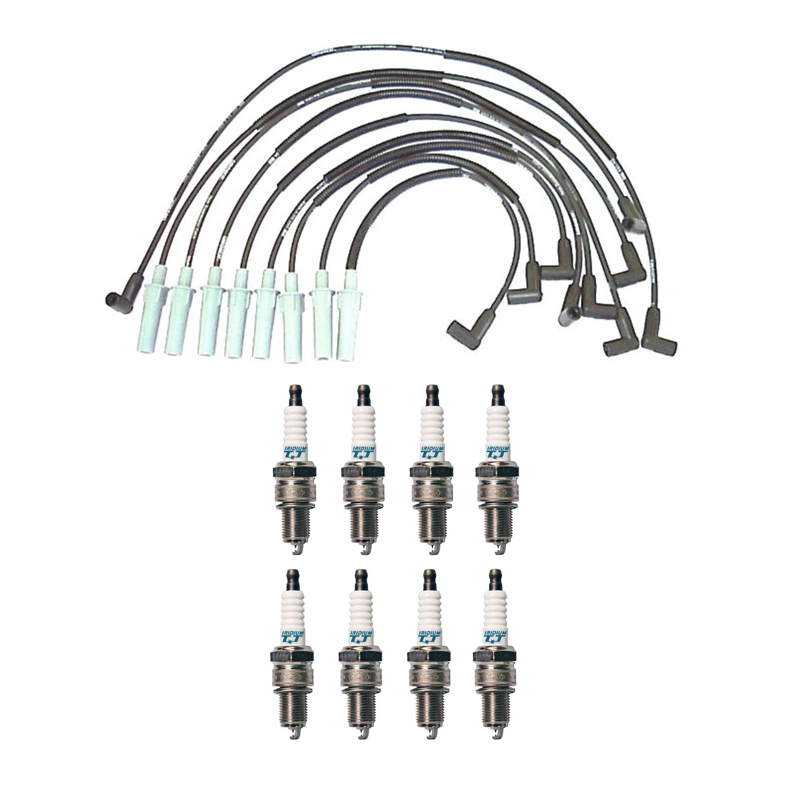 Denso 7mm Wire Set & 8 Iridium TT Spark Plugs Kit for Dodge 5.9L V8 (1998–2003)