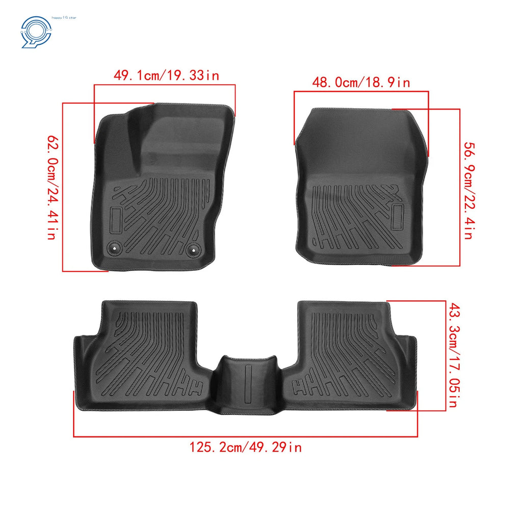 Set of 2 TPE Rubber Cargo Liner Floor Mats for Ford Focus (2012–2018)