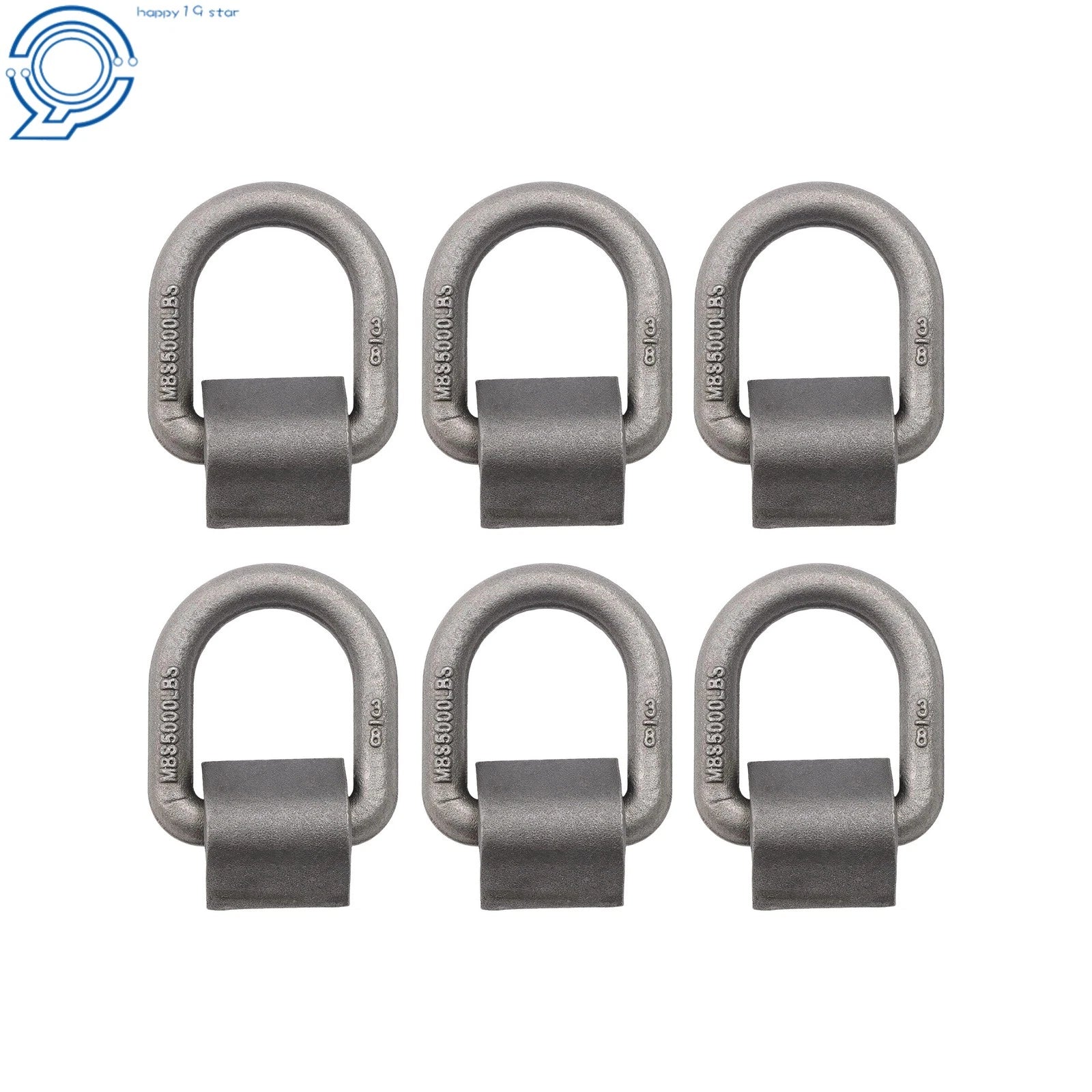 Set of 6 Heavy Duty Weld-On Forged D Rings (5000lbs Fracture Strength)