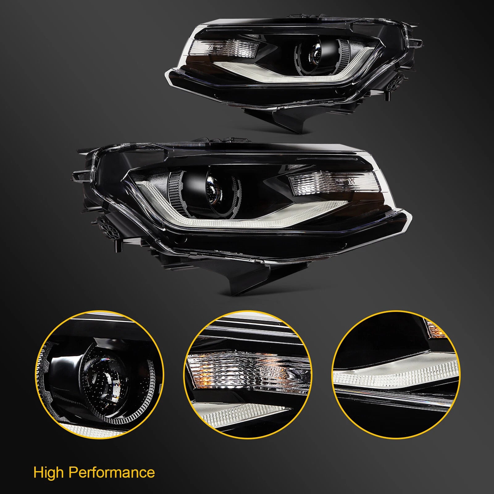 Pair of LED Projector Headlights for Chevy Camaro (2016–2022)