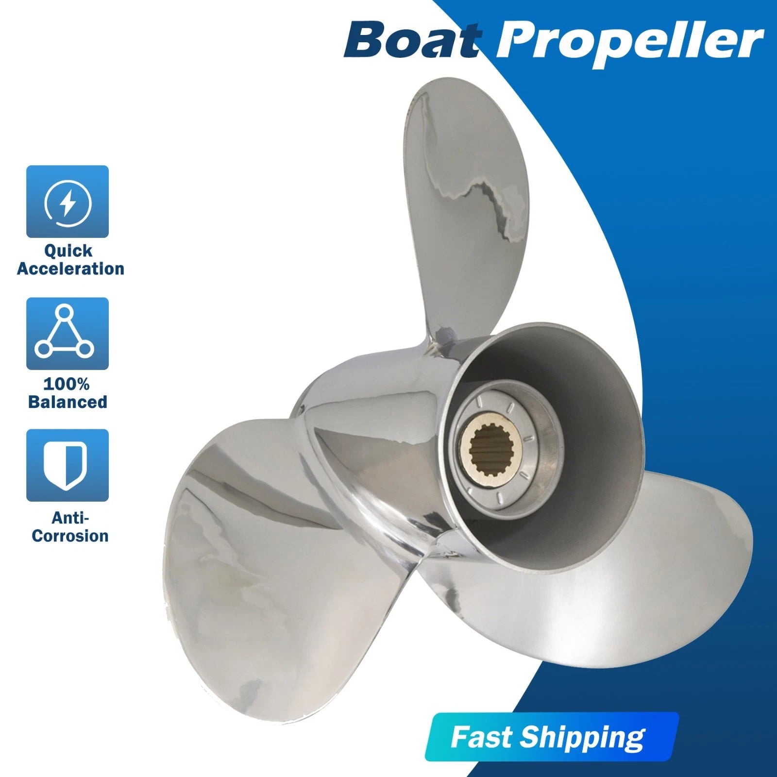 13.5x19 Stainless Boat Propeller for Suzuki 50-140HP (15 Spline)