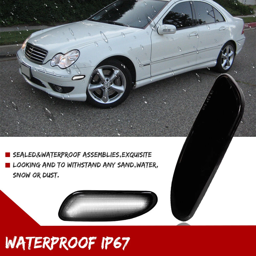 Smoked White LED Side Marker Light for Mercedes Benz W203 C-Class (2001–2007)