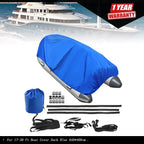 17FT-20FT Heavy Duty Blue Boat Cover for Protection Against Rain, Snow, Dust