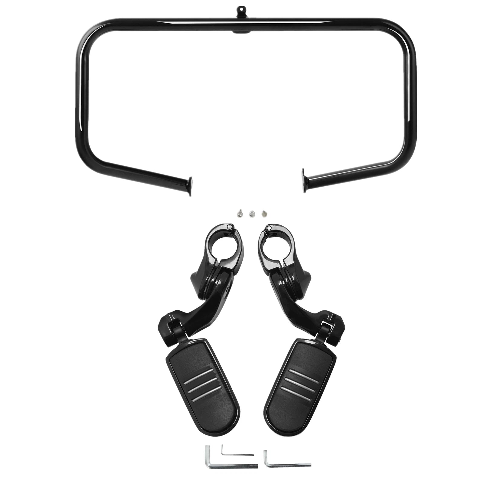 Black Highway Engine Guard Crash Bar Footpegs for Harley Street Glide (2009–2025)