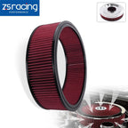 14" x 4" Red Round Washable Air Filter Element Reusable Cotton Gauze