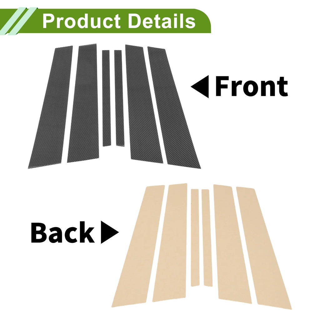 Set of 6 Door Pillar Window Trim for BMW 1-Series (2008–2016) Carbon Fiber