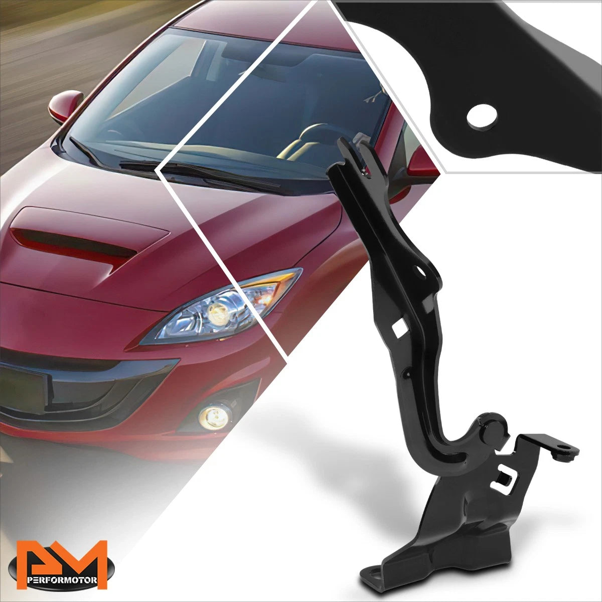 RH Passenger Side Steel Engine Hood Hinge for Mazda 3 (2010–2012)