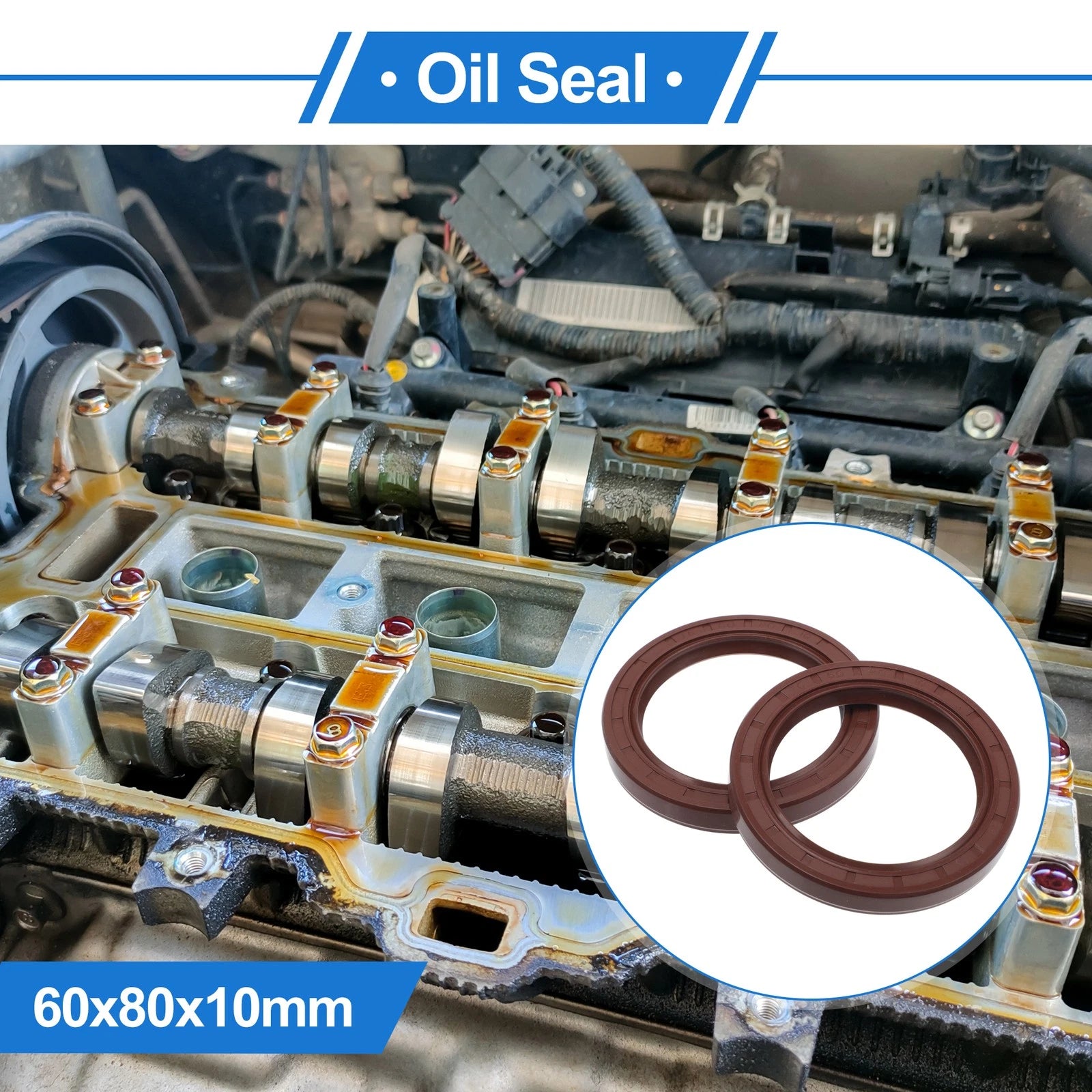 2X Oil Seal Rotary Shaft Seal FKM Rubber 60x80x10mm for [Make Model] 