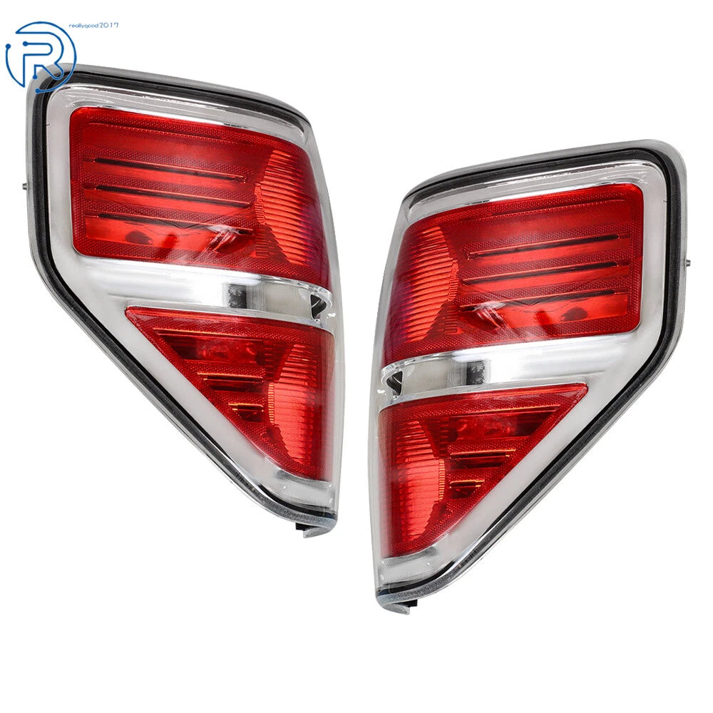 Tail Lights for Ford F150 (2009-2014) Clear Red Chrome