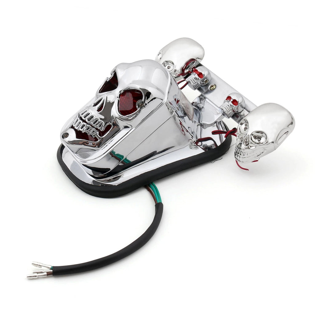 Chrome Motorcycle Skull Turn Signal Tail Light for Touring (Fit 2014–2023)