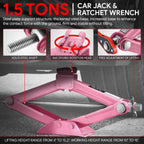 15.2in Steel Leveling Scissor Jack for SUV Wagon (3306lbs Capacity)