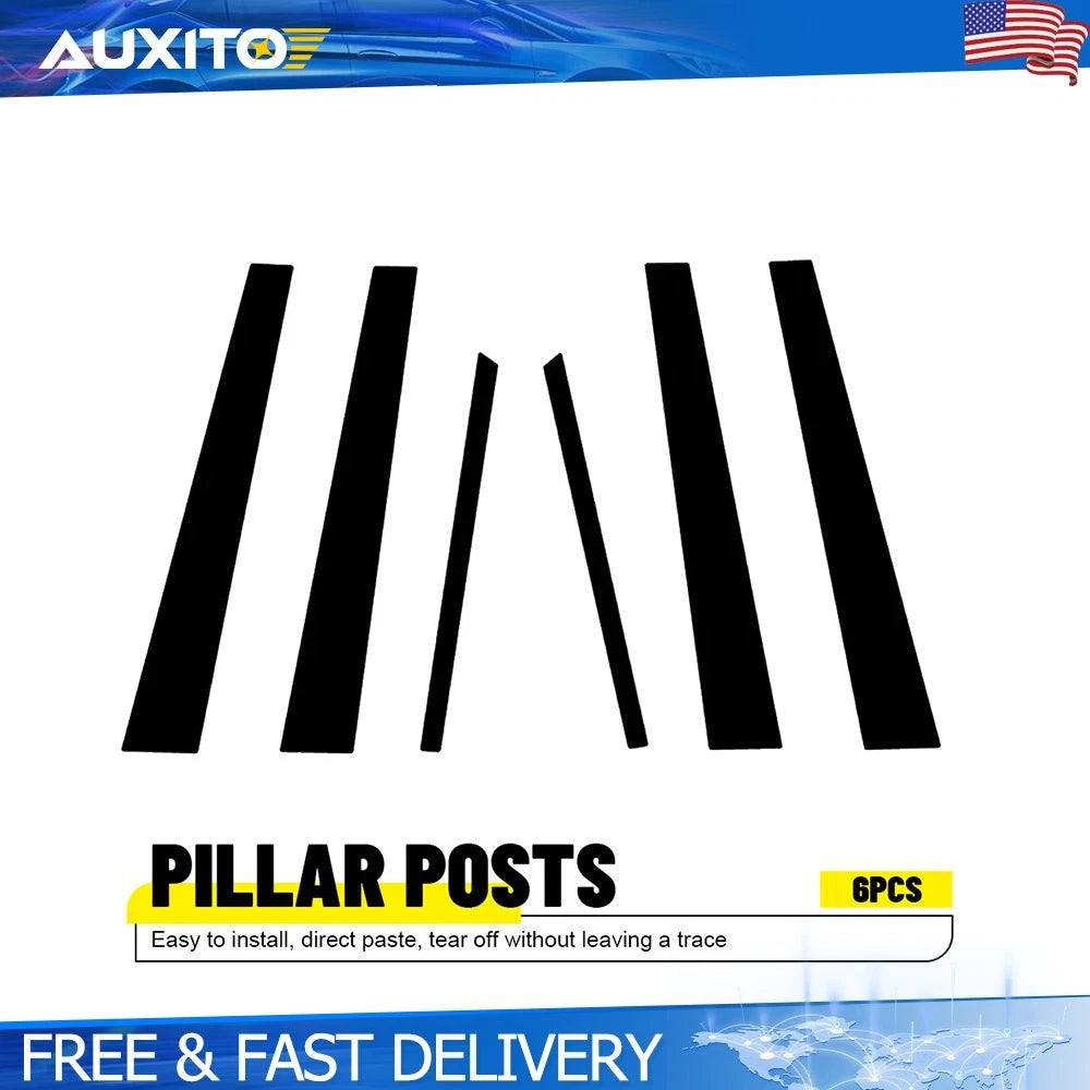 6PCS Gloss Black Window Pillar Post Cover Trim for Lexus LS430 (2001–2006)