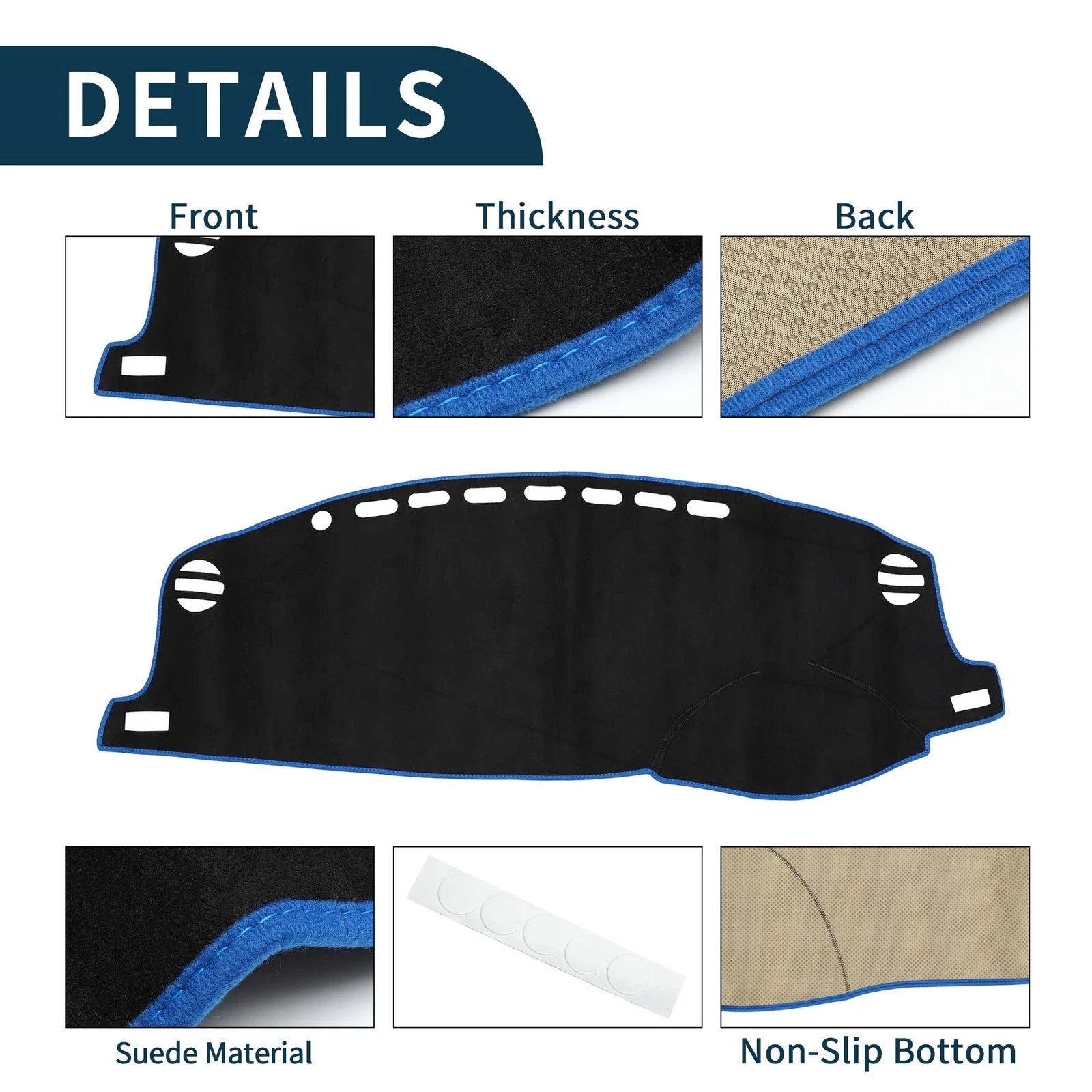 Dashboard Cover Mat for Lexus CT 200H (2011–2019) Sun Protector Black Blue