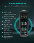 Window Switch for Dodge Ram 1500 2500 3500 (2013–2015) w/ Power Folding Mirror