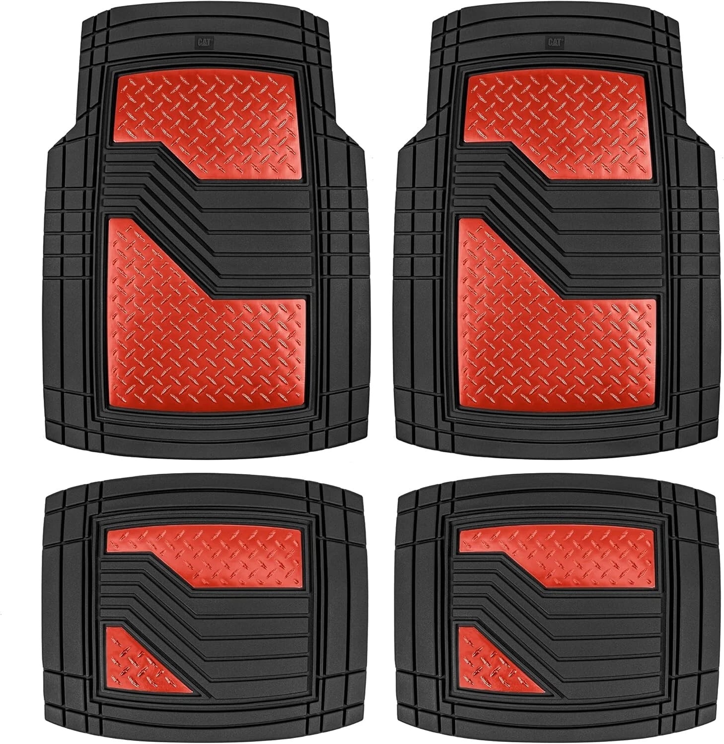 Set of 4 Caterpillar DiamondShield Rubber Floor Mats for Cars Trucks SUV