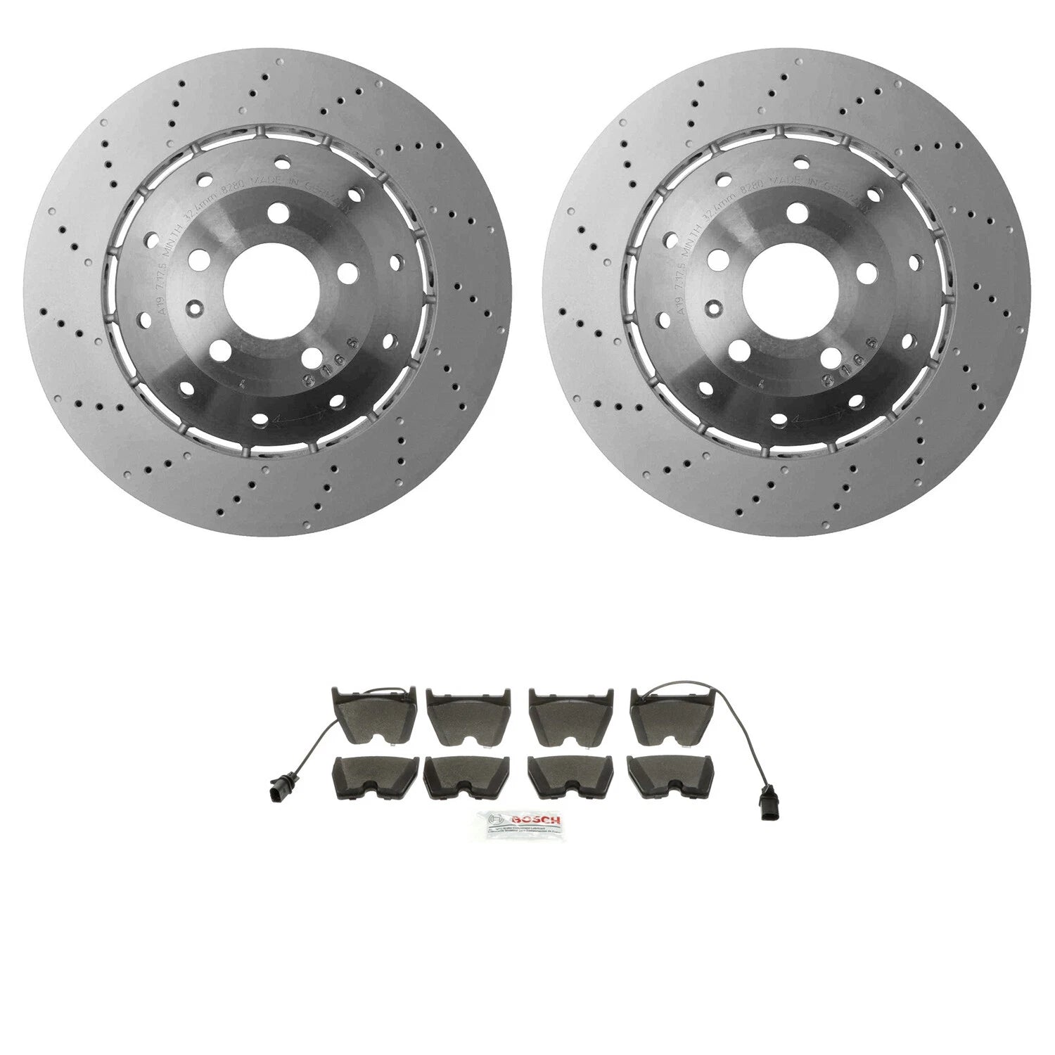 Front 365mm Rotors & Bosch Quietcast Disc Brake Pad Kit for Audi R8 (2008–2023)