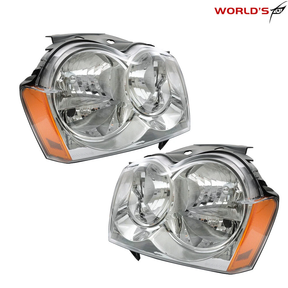 Set of 2 Halogen Headlights for Jeep Grand Cherokee (2005–2007)