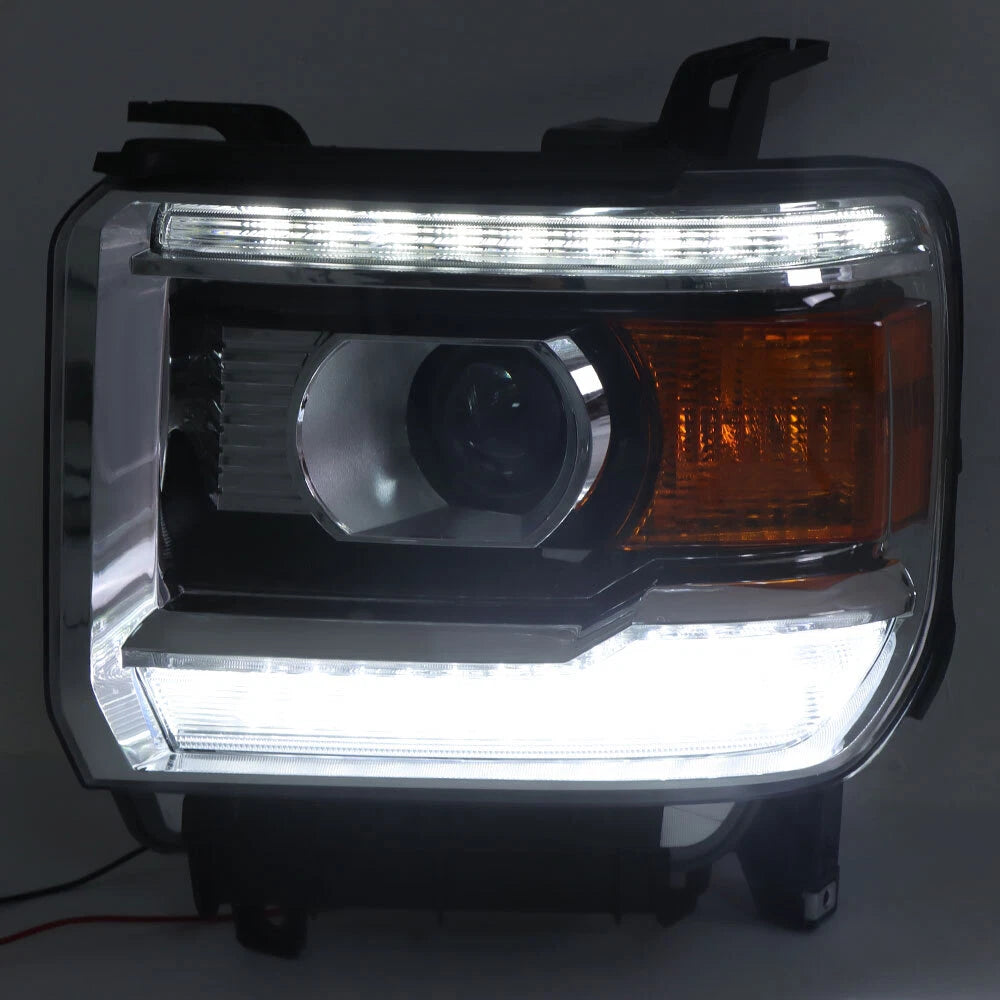 Pair of HID Projector Headlights with LED DRL for GMC Sierra 2500HD (2016–2019)