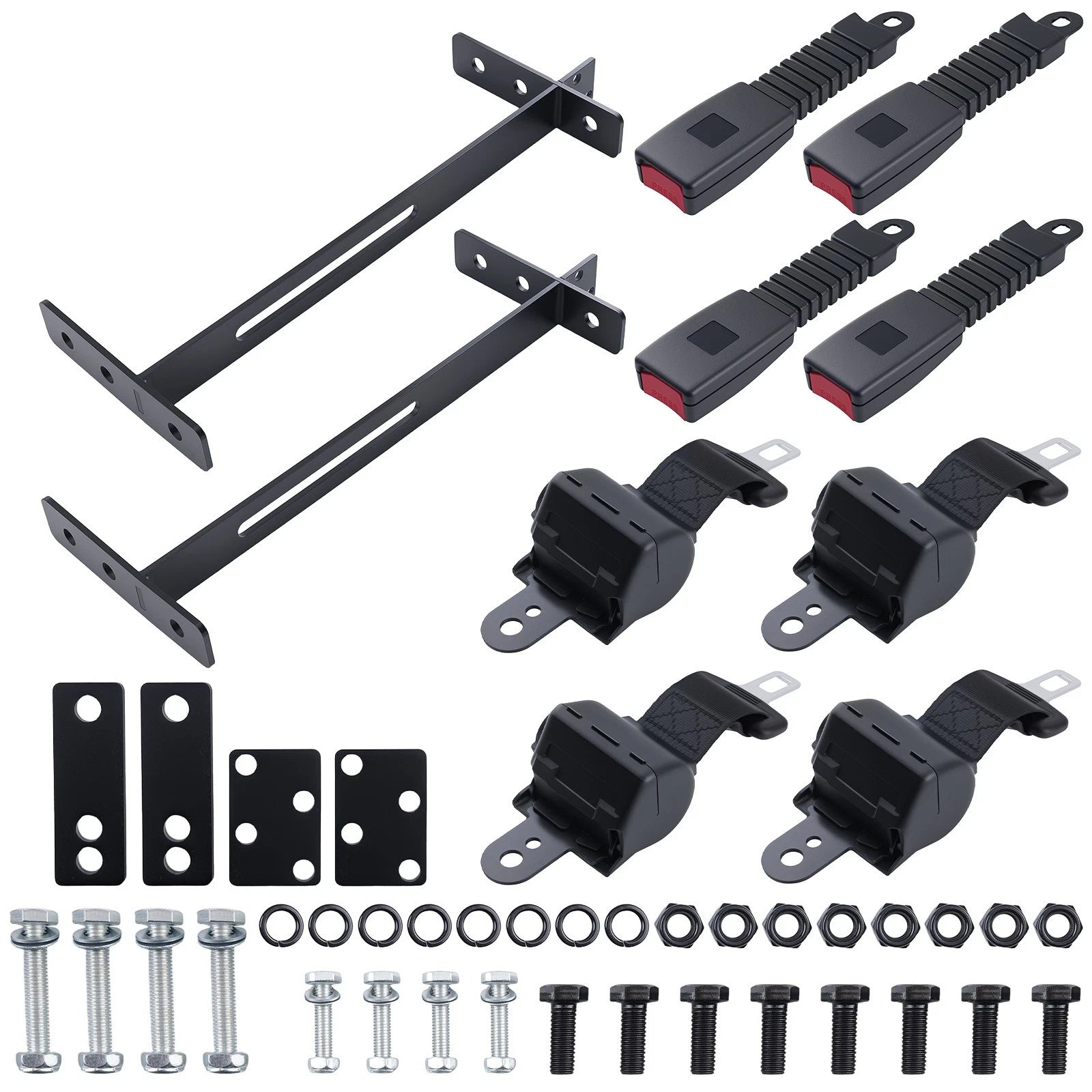 Set of 4 Golf Cart Belt Bracket Safety Kit for EZGO Yamaha Club Car (35"L)