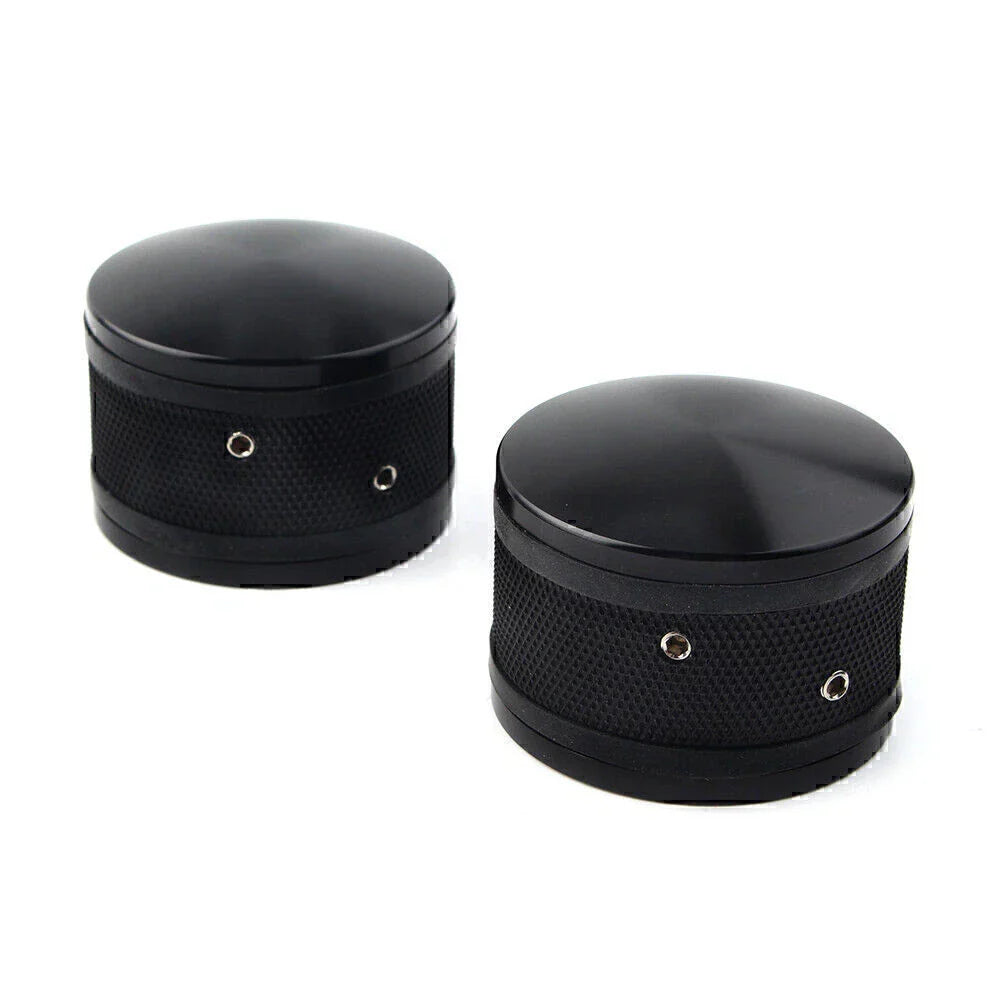 Black CNC Front Axle Nut Cover Caps for Harley Sportster Softail Road King