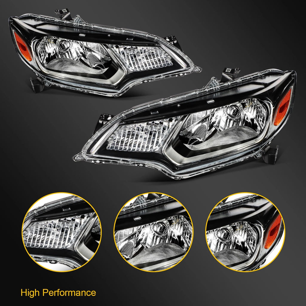 Headlight Assembly for Honda Fit (2015–2017) Black Amber