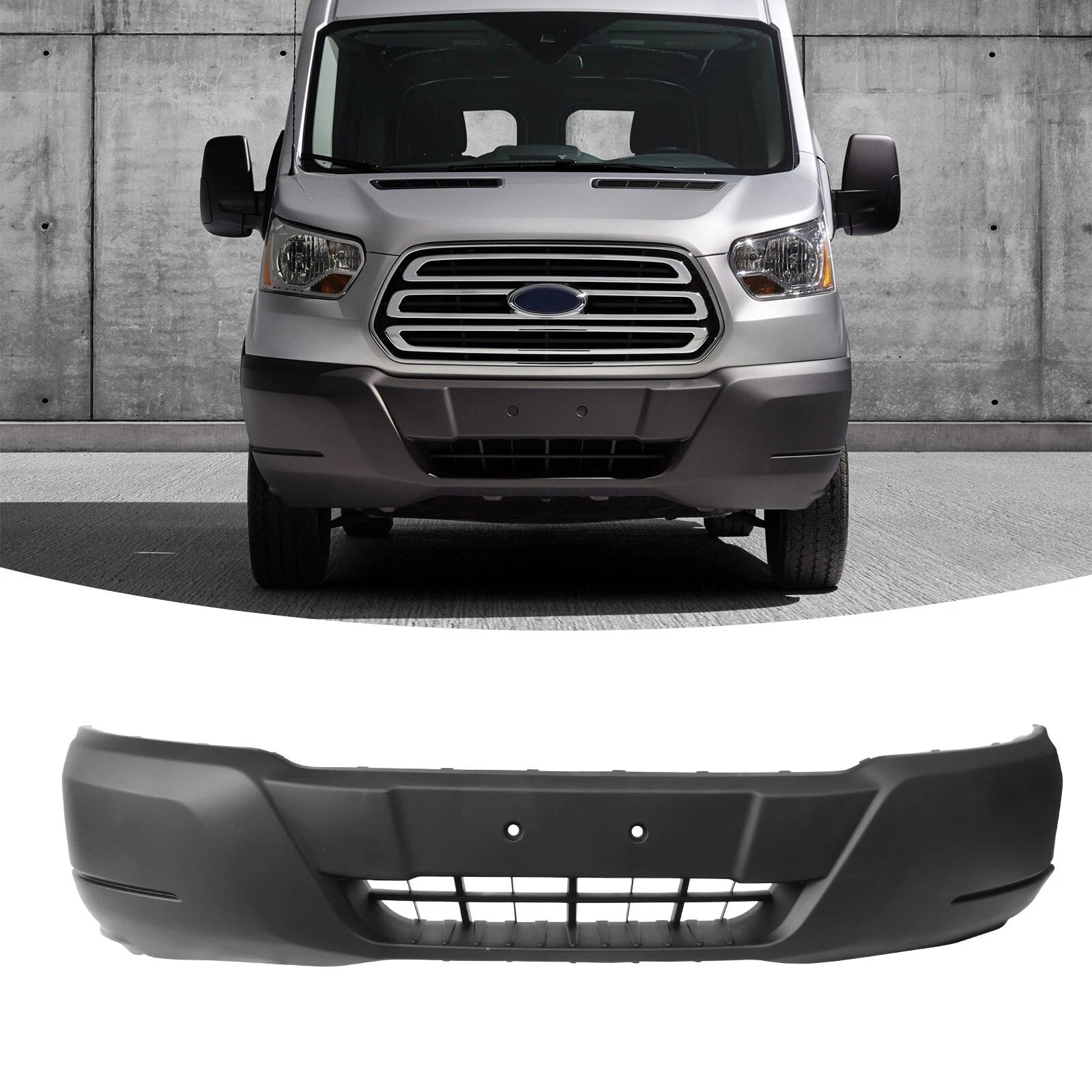 Front Bumper for Ford Transit (2015–2019) Black Plastic