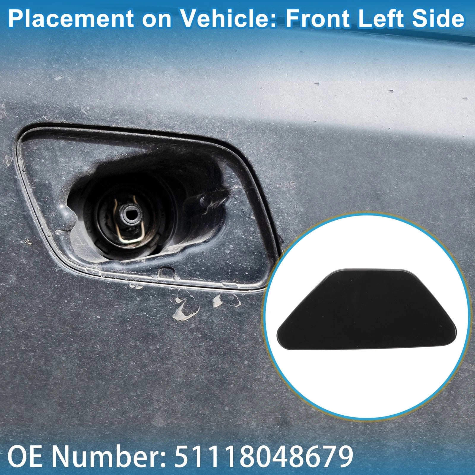 Front Left Washer Nozzle Cover Cap No. 51118048679 for BMW 528i (2011–2016)
