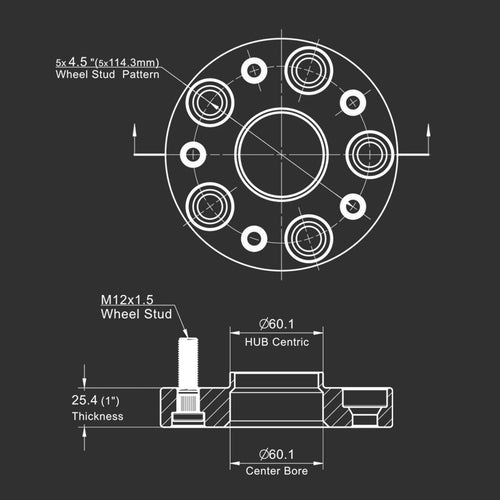1 Inch Wheel Spacers for Lexus IS250 IS300 IS350 and Toyota Camry (5x114.3)