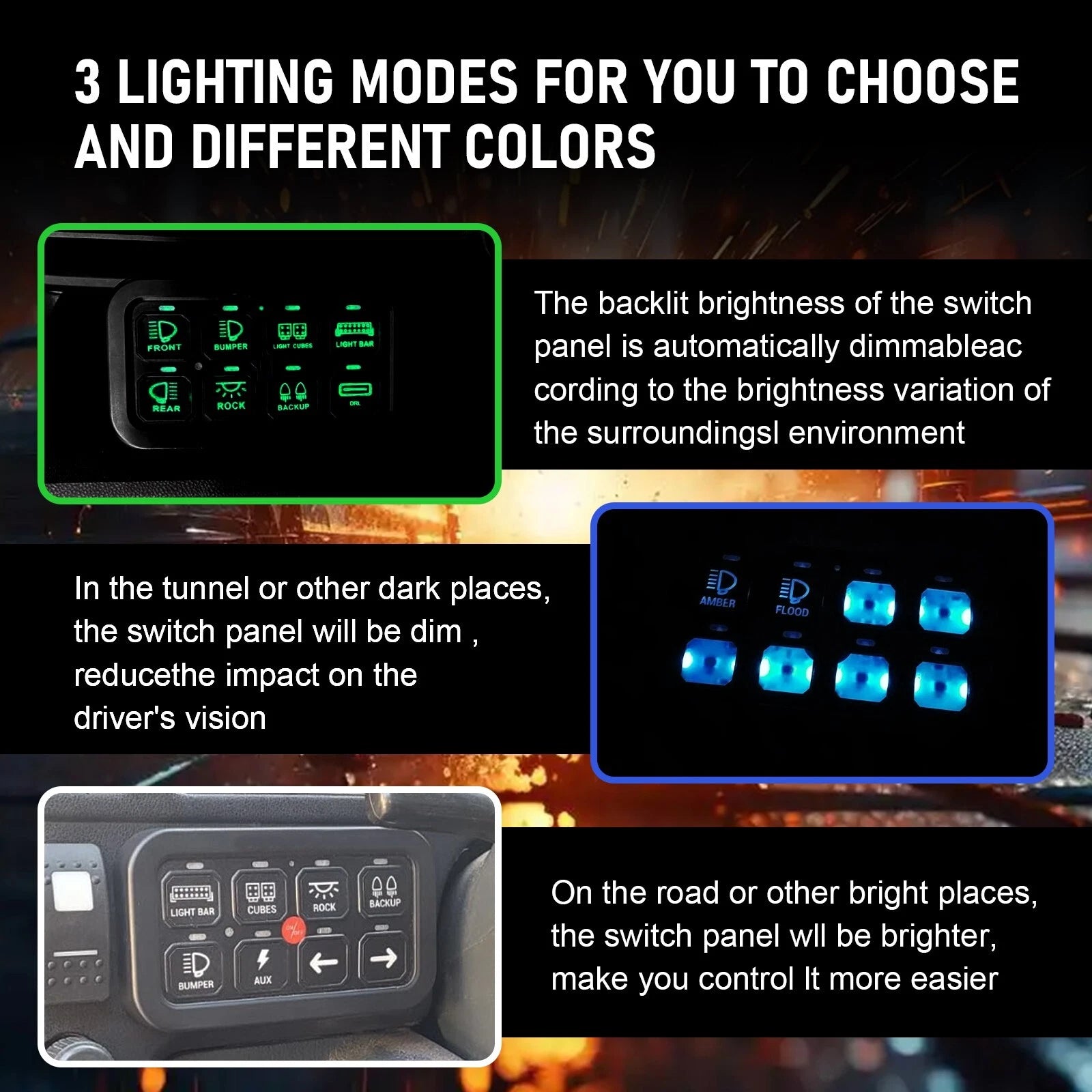 8 Gang LED Switch Panel Kit for Off-Road Vehicles