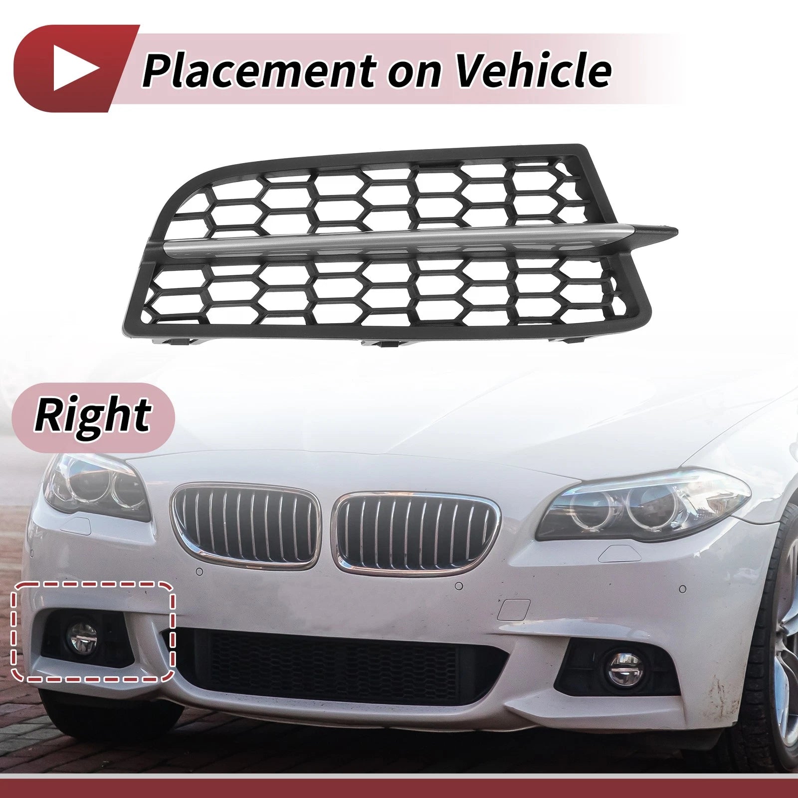 1 Pc Fog Light Grill for BMW 1 Series (2011–2015) No. 51118053804