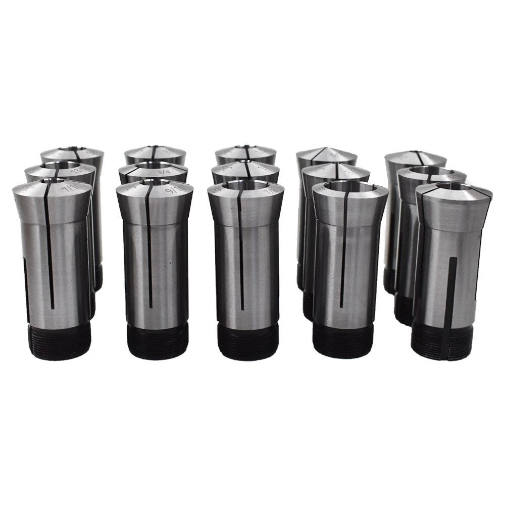 15 Piece Set 5C Round Collets for Precision Machining (TIR 0.0005")