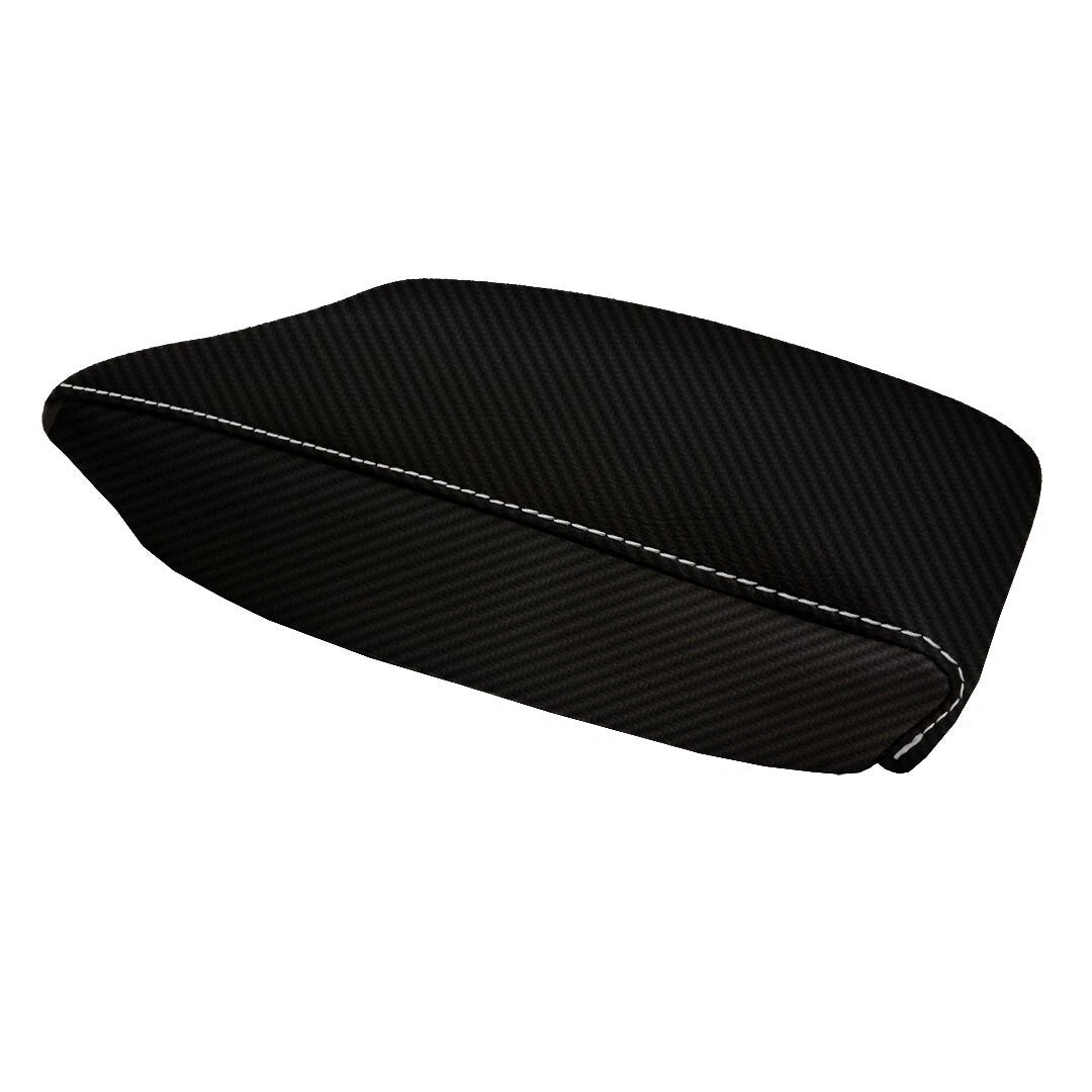 Console Lid Armrest Cover for BMW X3 (2003–2010) PVC Carbon White Stitch