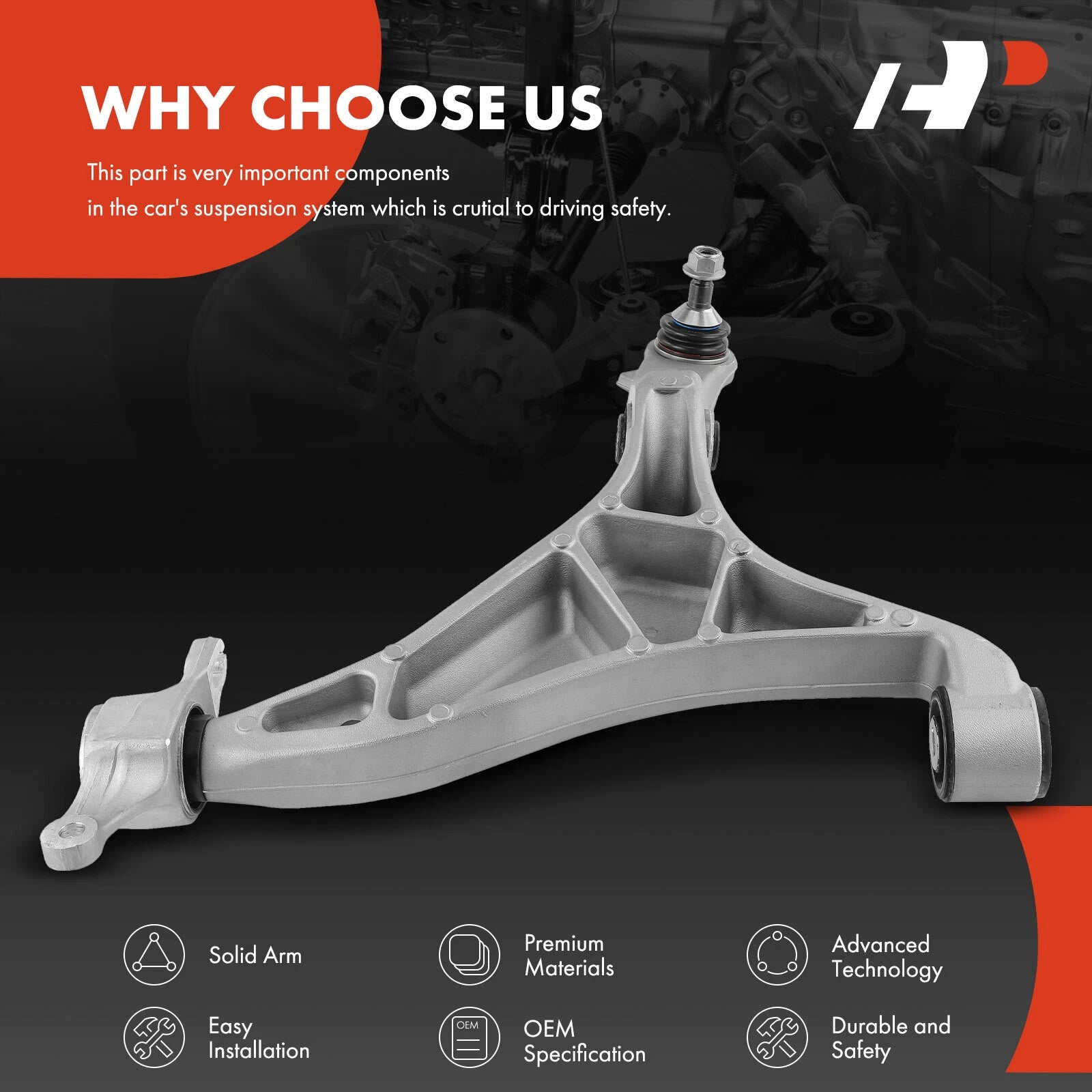 Front Right Lower Control Arm with Ball Joint for Jeep Grand Cherokee (1999–2021)