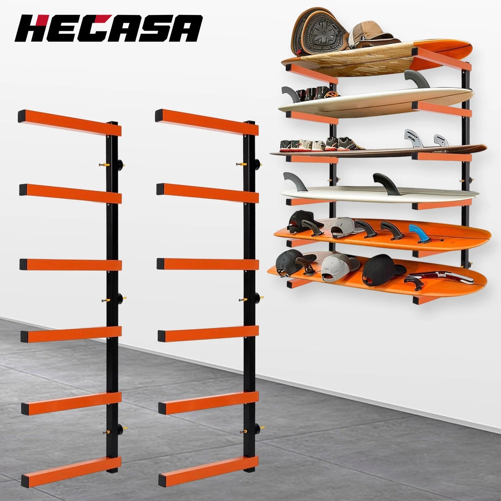 6-Level Wood Organizer Lumber Storage Rack Wall Mount for Indoor & Outdoor Use