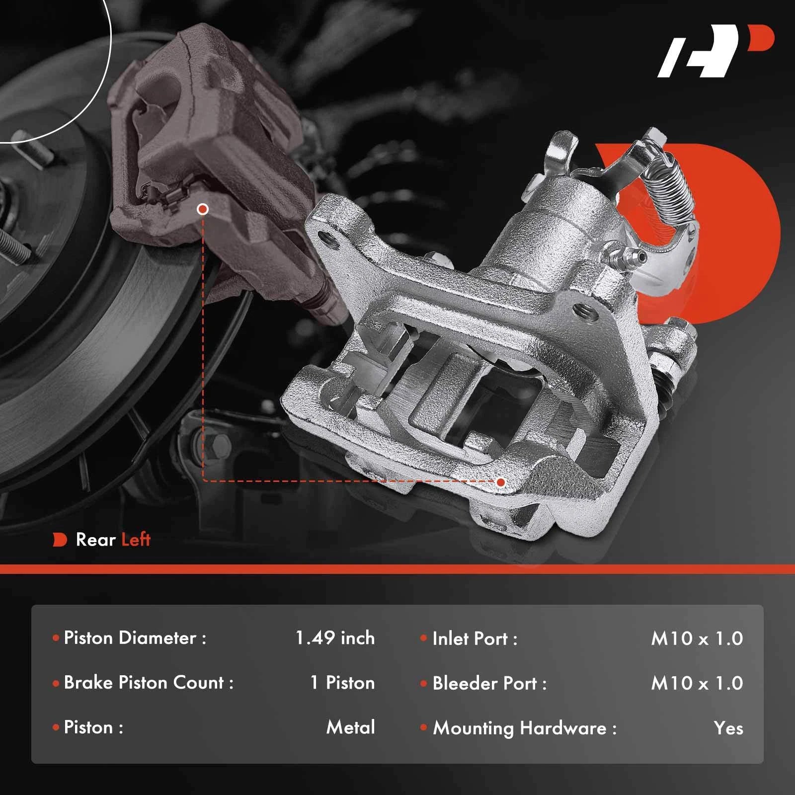 Rear Left Disc Brake Caliper w/ Bracket for Chevrolet Malibu (2016–2022)