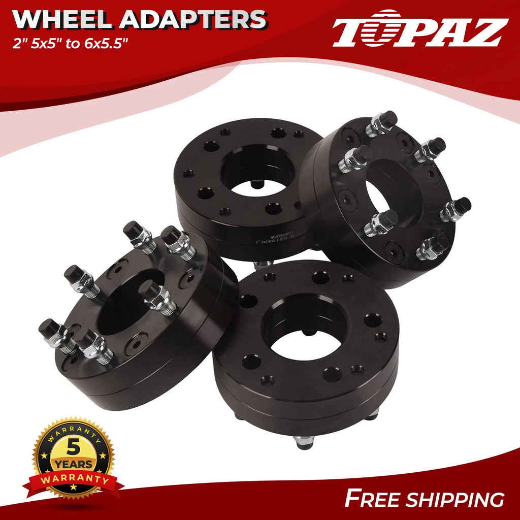 Set of 4 Wheel Adapter Spacers for GMC Chevy 5 Lug to 6 Lug (Fits 5x5 to 6x5.5)