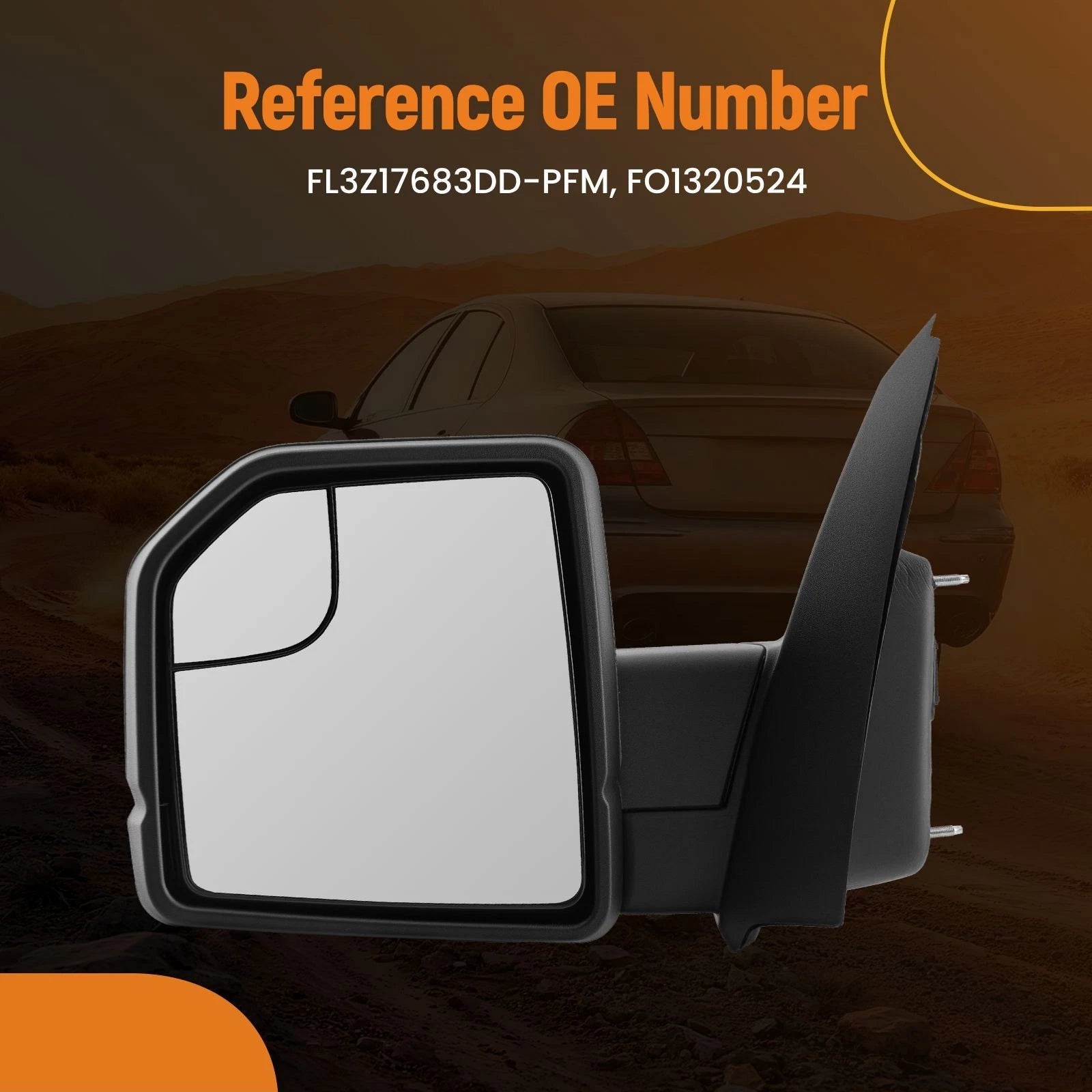 Left Side View Mirror for Ford F-150 XL (2015–2017) Power Puddle Textured