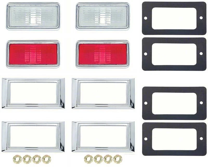 Side Marker Light Lamp Kit Clear Red for 1968 Chevrolet Camaro