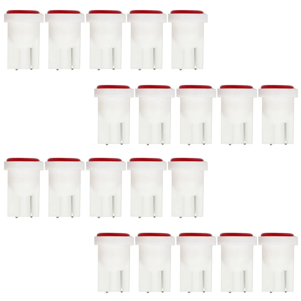 Set of 20 Red T10 168 194 COB LED Bulbs for Instrument Panel