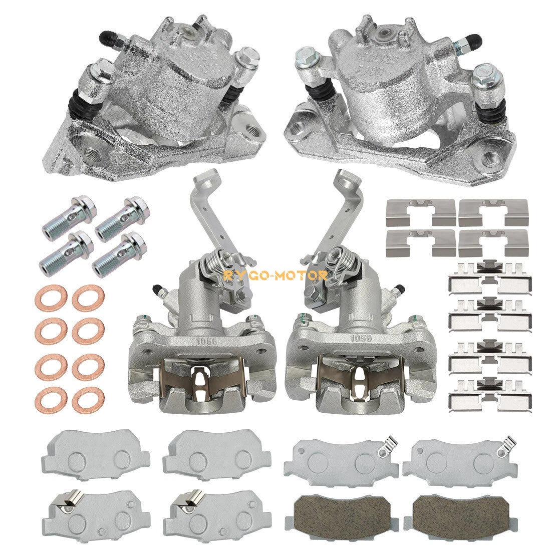 Front & Rear Brake Calipers w/Ceramic Pads for Honda Big Red MUV700 (2009–2013)