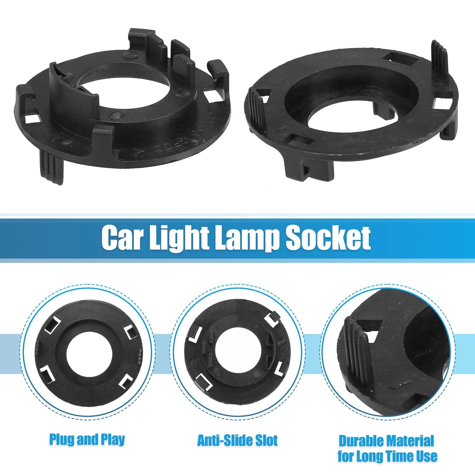 2X H7 LED Headlight Bulb Retainers Holder Adapter for Hyundai Mistra (2017)