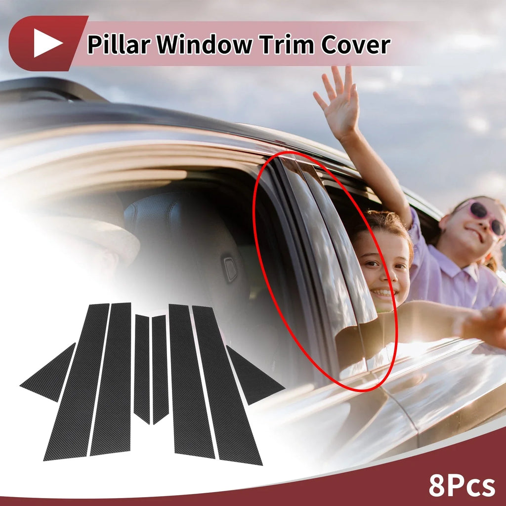 Door Pillar Window Trim for Hyundai Elantra 2007-2010 Carbon Fiber Black