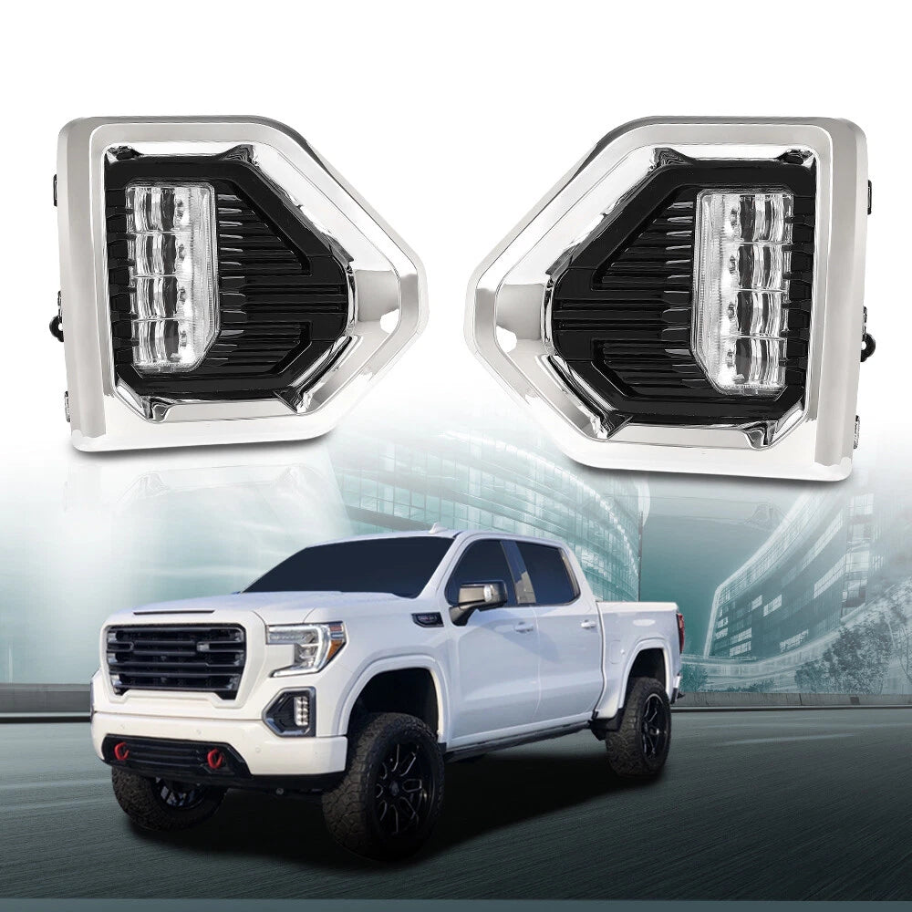 LED Fog Lights for GMC Sierra 1500 Denali (2019–2022) with Chrome Bezel