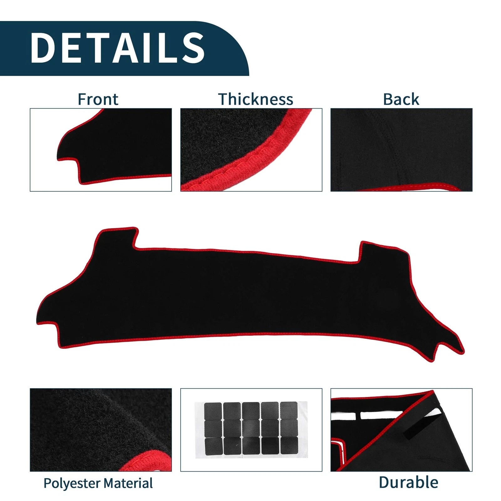 Dashboard Cover Mat for Toyota Prius (2023–2024) with Sticker Black Red